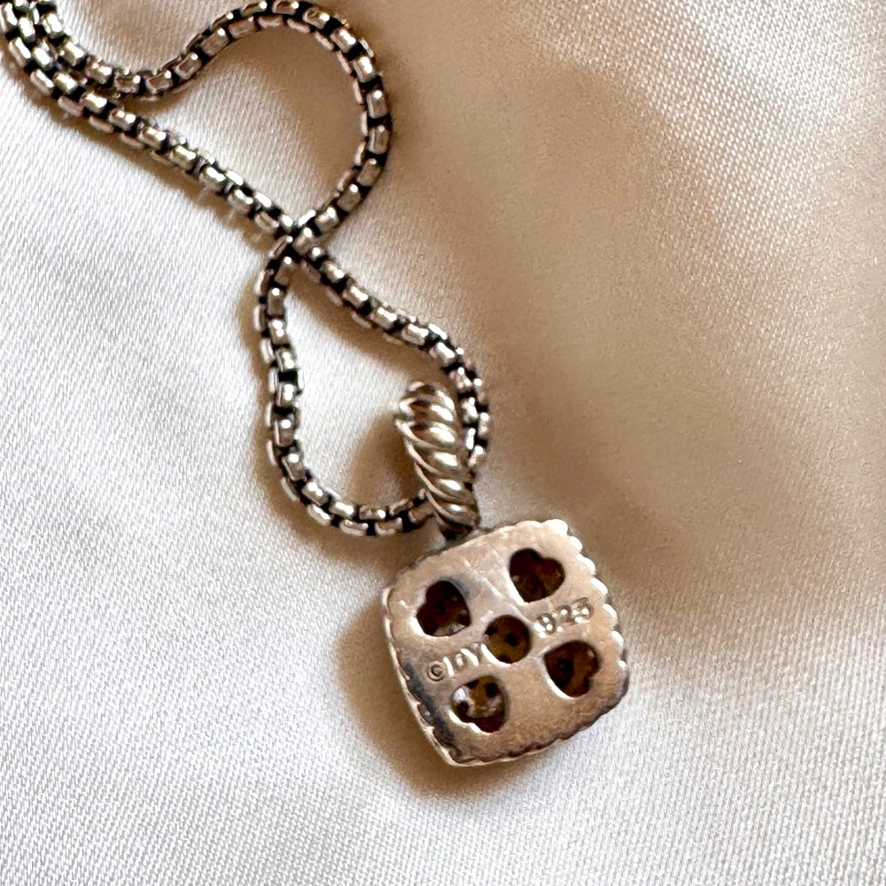 David Yurman Petite Albion Pavé Diamond Sterling Silver Pendant Necklace 💎 - Picture 6 of 6